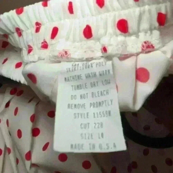 Vintage Serben Red, White, & Polka Dot Blouse + Skirt Set Size 10 - Picture 5 of 5